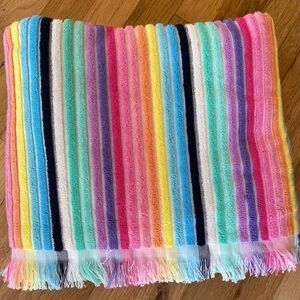 Rachel Zoe Striped Rainbow Multicolored Oversized Beach Towel NWT